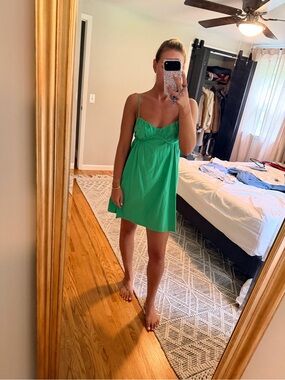Zara Bright Green Spaghetti-Strap Mini Dress